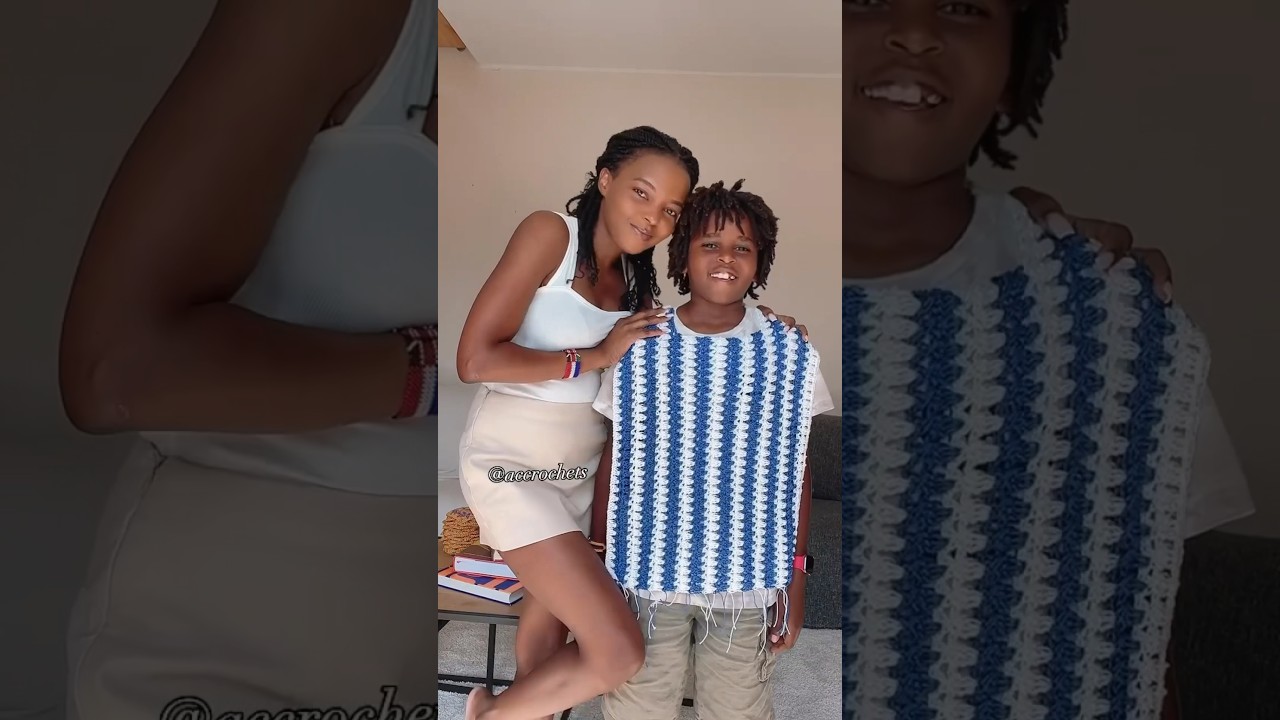 Crocheting a summer shirt for my son to match his scooter 🤍💙 #crochet #tutorialavailable