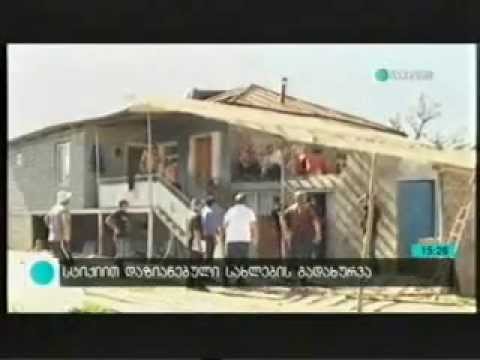 კახეთში სტიქიით დაზიანებული სახლების გადახურვა მიმდინარეობს