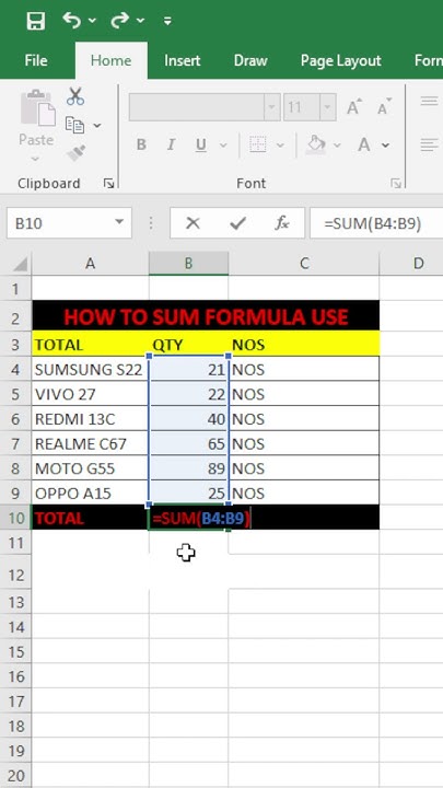 |How To Use Sum Function In Excel Short video| #excelformula #exceltips ...