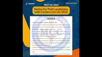 Notice for PwD candidates with Centers List UG 2023 #neetug2023