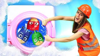 ‍♂ ¡Los PJ Masks no pueden usar la lavadora! Videos de Juguetes Héroes en Pijama