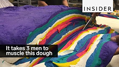 Takes 3 Men To Muscle This Pile Of Bagel Dough