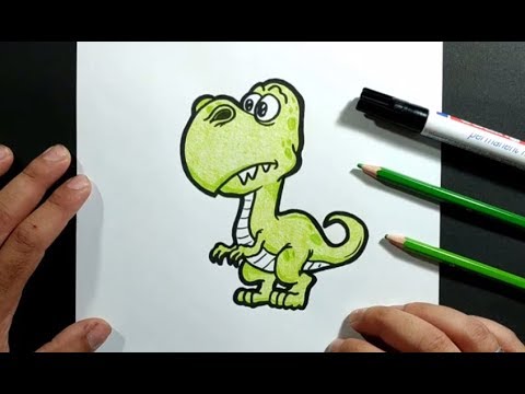 Como dibujar un dinosaurio paso a paso 18 