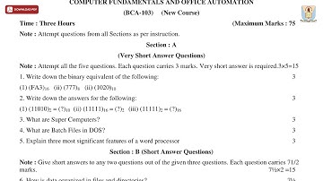 BCA 1ST SEM COMPUTER FUNDAMENTALS AND OFFICE AUTOMATION DEC 2017 | CCSU