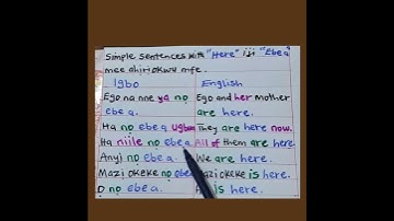 Learn Simple Sentences with " Here " iji " Ebe a " mee Ahiriokwu mfe in igbo . #learnigbolanguage  v