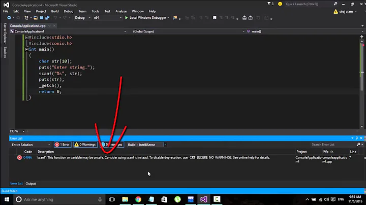 (solved) Scanf function may be unsafe, consider scanf_s instead. error C42996 in visual studio 2015