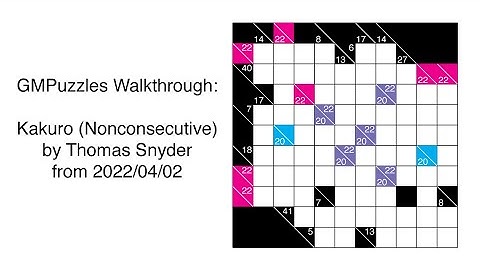 GMPuzzles - 2022/04/02 - Kakuro (Nonconsecutive) by Thomas Snyder