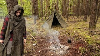 Camping in the Woods like ROBIN HOOD  Military Poncho Tent