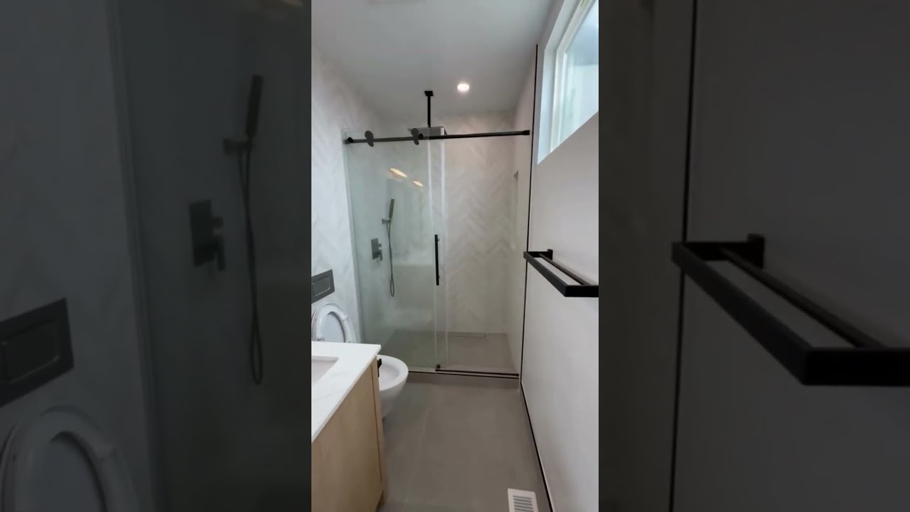 Modern Elegance Bathroom Remodel With Chevron Tile Matte Black Accents In Daly City