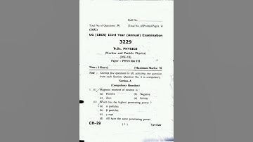 Nuclear and Particle Physics Hpu 2022 PYQ #hpu #shorts