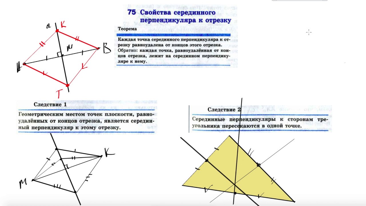 Свойства перпендикуляра 8 класс. Доказательство теоремы каждая точка серединного перпендикуляра. Свойства серединного перпендикуляра. Свойство серединного перпендикуляра к отрезку. Срединный перпендикуляр свойства.