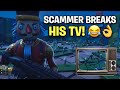 Angry Scammer just destroyed his TV! 📺 🤣 (Scammer Get Scammed) Fortnite Save The World