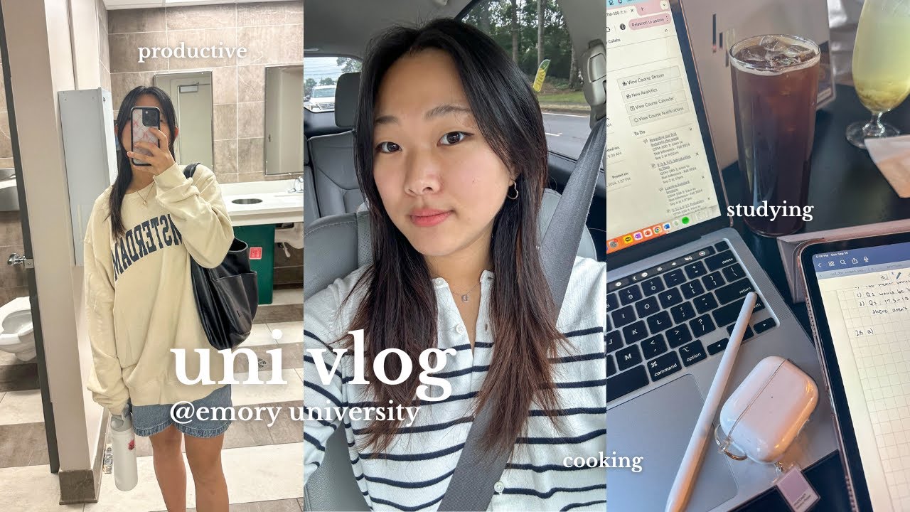 uni vlog @emory 🎧 productive, studying, cooking