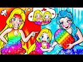 Paper Dolls Dress Up - Rapunzel Fruit Ice Cream Daughter & Mother Poor Dress - Barbie Story & Crafts