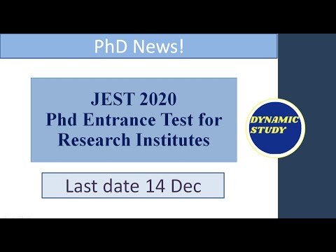 JEST 2020 Joint PhD Entrance Exam Details