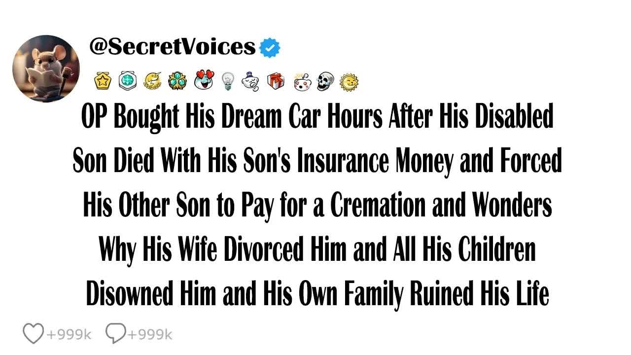 OP Bought His Dream Car Hours After His Disabled Son Died With His Son's Insurance Money and For