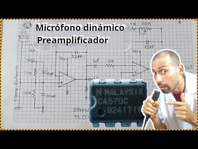 Como hacer PRE AMPLIFICADOR para MICROFONO electret diagrama en el video 