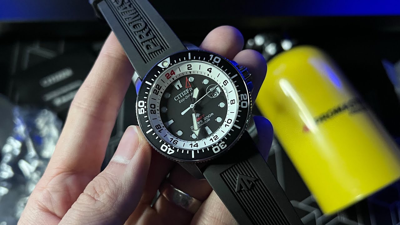 Citizen Eco Drive GMT Divers 200m Titanium Super Promaster BJ7110 Watch  Unboxing - YouTube