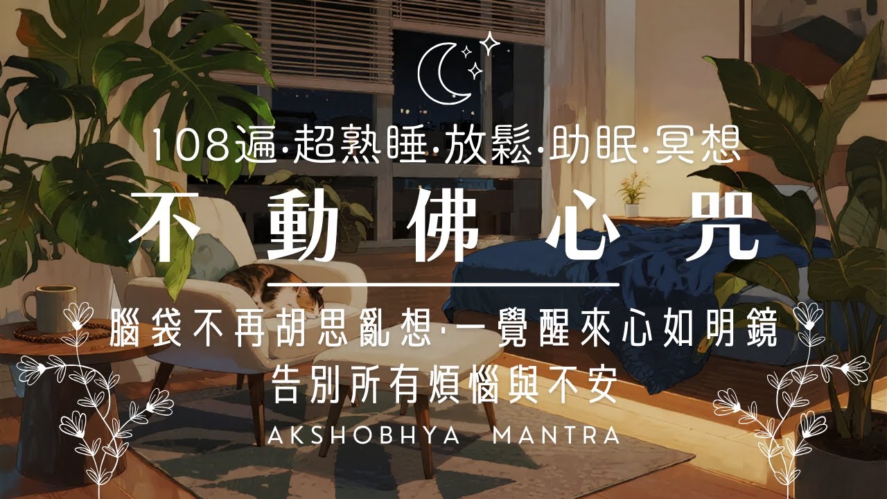 舒眠曲🌙不動佛心咒 (梵)【108遍🔁】情緒排毒🎭內心不再上演小劇場！放鬆‧紓壓‧安撫‧助眠‧冥想 Deep Sleep 😴 Akshobhya Mantra 阿閦佛心咒｜舒眠禪釀💤