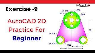 #Exercise - 9 AutoCAD 2D Practice For Beginner.