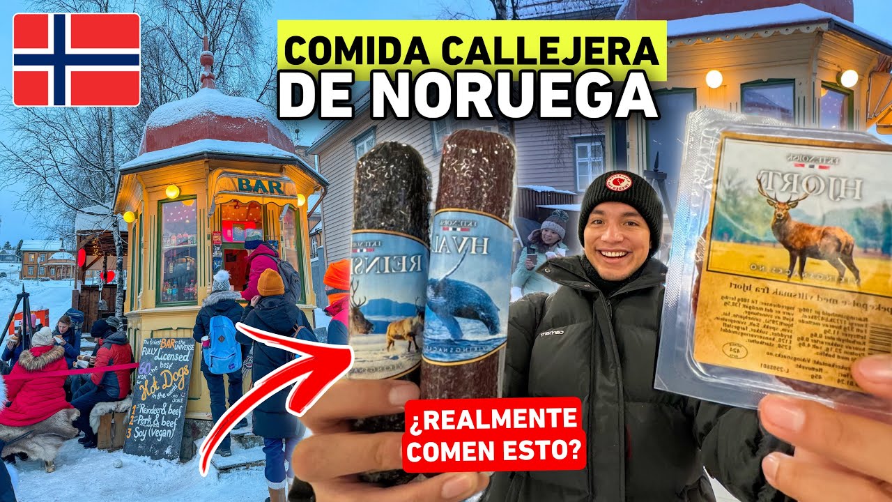 PROBANDO la COMIDA CALLEJERA de NORUEGA 🇳🇴 *comen reno* 🦌