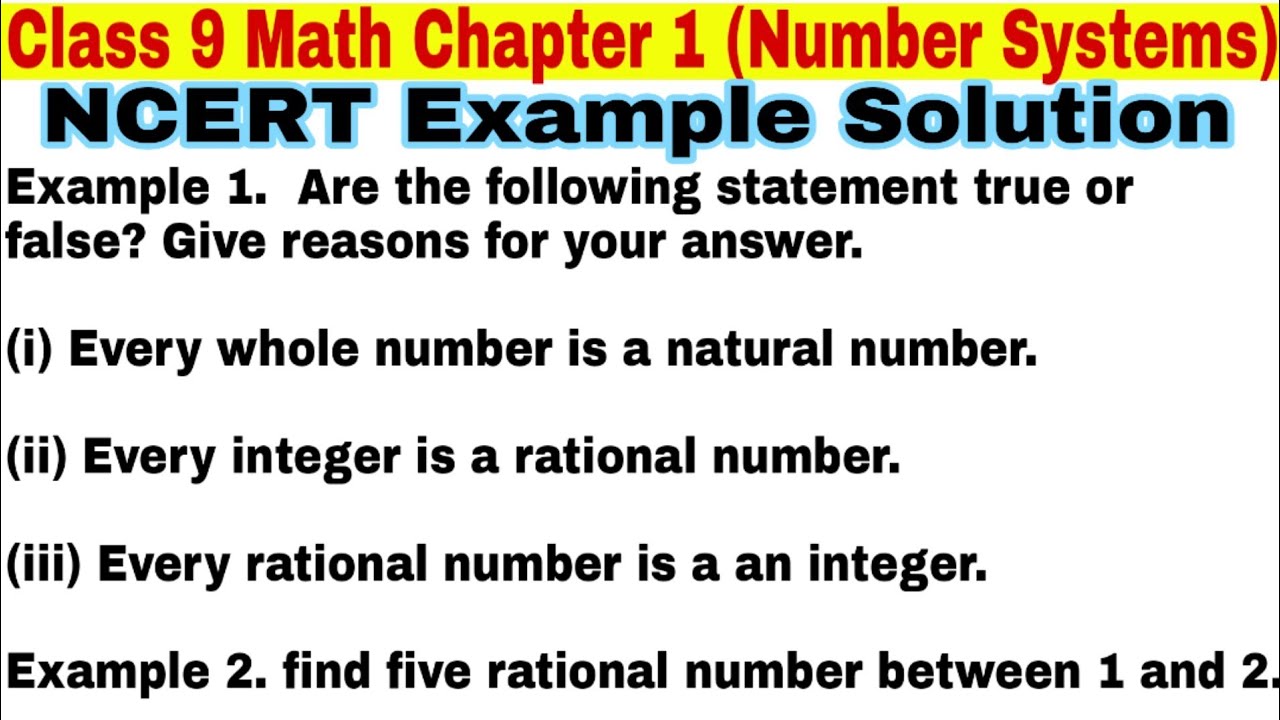 Class 9 ch 1 ncert example 1 example 2 number systems math ncert