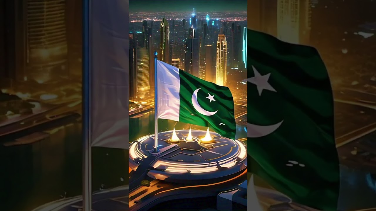 Pakistani flag Ai pictures on futuristic cities