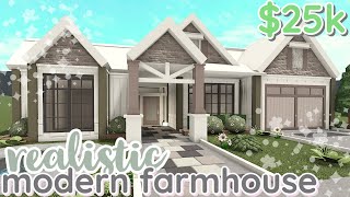25k REALISTIC bloxburg modern farmhouse | house build | 1 story | *WITH VOICE*