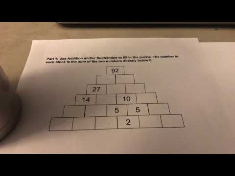 Addition/Subtraction Pyramid Worksheet