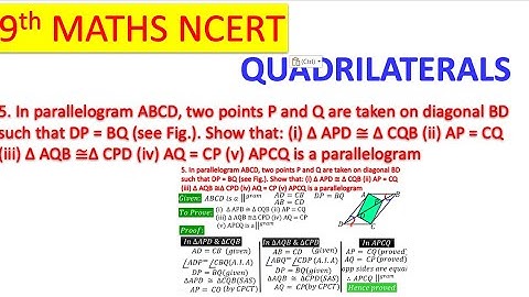 In parallelogram ABCD, two points P and Q aretaken on diagonal BD such that DP = BQ