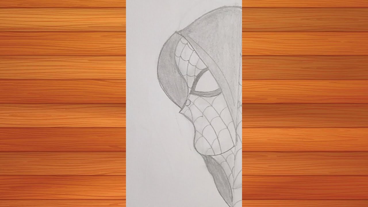 Draw spiderman Half face drawing || drawing to spiderman step by step || pencil drawing spiderman