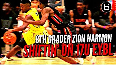 8th Grader Zion Harmon DOING WORK Against 17u at Nike EYBL!! Young PG Has The JUICE!