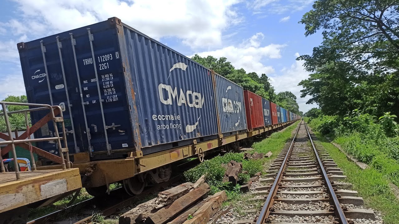 3008 WITH BFCT Container Freight train Bangladesh Railway life line ...