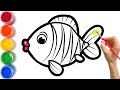 Bolalar uchun baliq rasm chizish. Pисуем картинку рыбки для детей .Draw of a fish for children