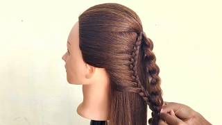 Very Cute Braided Hairstyle for Out going\party\office||Unique hairstyle for occasion\function