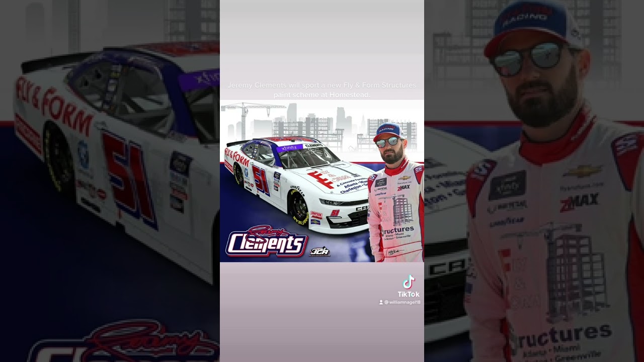 Jeremy Clements will sport a new Fly & Form Structures paint scheme at Homestead.