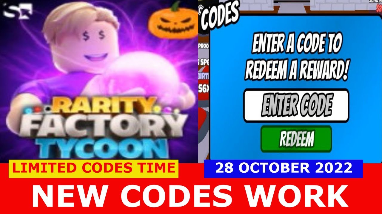 NEW* ALL WORKING CODES FOR RARITY FACTORY TYCOON 2022! ROBLOX RARITY  FACTORY TYCOON CODES 