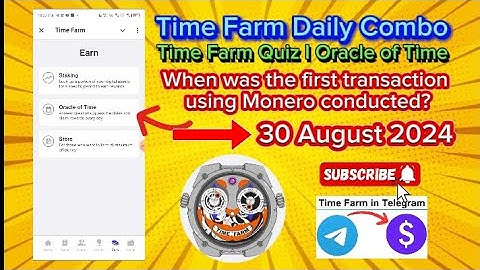 Time Farm Daily Combo l 30 August 2024 I Time Farm Daily Quiz l Oracle of Time