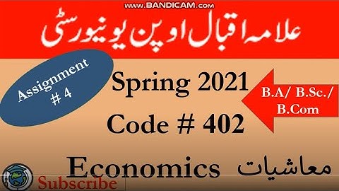 AIOU Code 402 Solved Assignment No.4 Spring  2021 | Subject: Economics | Level: Bachelor (BA/B.Com)