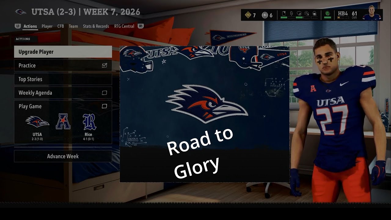 College Football 26 Road to Glory UTSA vs Rice Week 7
