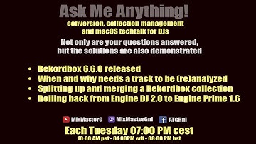 Ask me Anything conversion, collection management and macOS tech-talk for DJs.