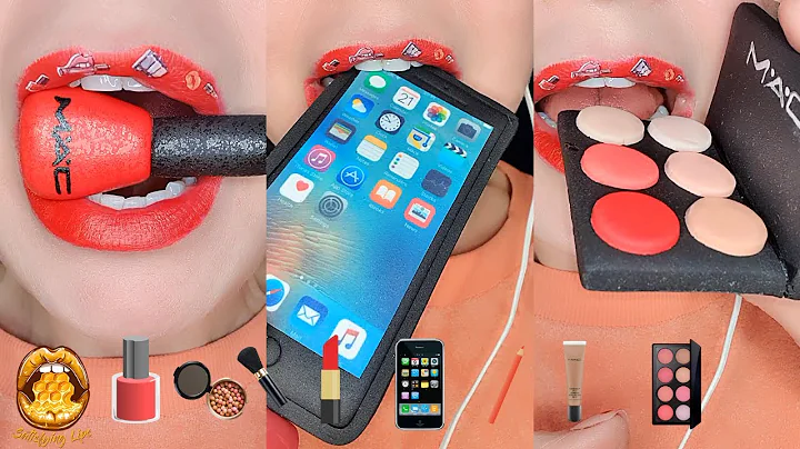 ASMR Eating Satisfying FAKE! MAC Cosmetics Makeup Emoji Food Mukbang 먹방