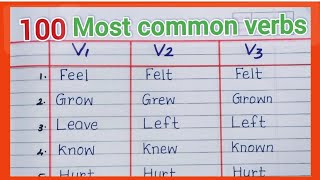 Important 100 Regular and irregular verbs// v1v2v3 forms