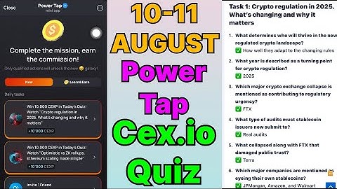 Cex.IO Quiz Answers Today 10 & 11 August | Cex.io Daily Quiz | Cex io daily combo | Cex.io daily 