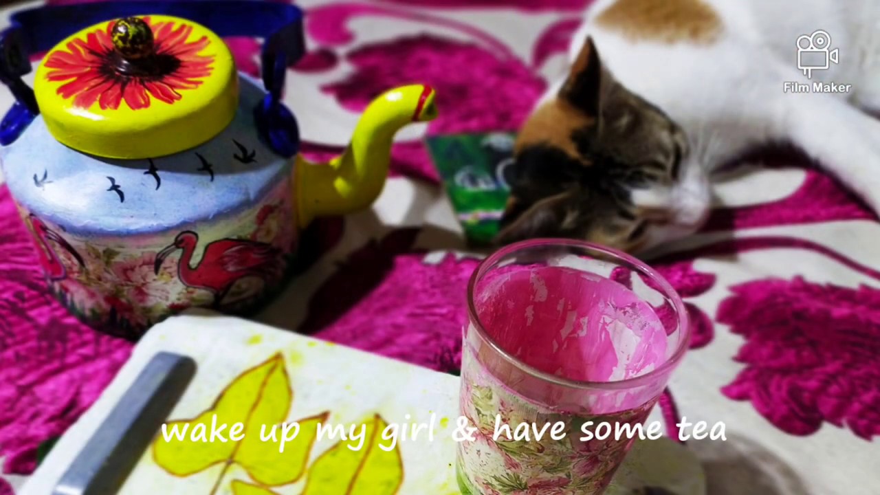 DIY KETTLE ART OLD KETTLE PAINTING DECOUPAGE ON KETTLE DIY TEA