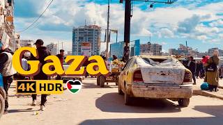 Gaza Walking Tour  Day One Of The Us War On Iran  4k Hdr 60fps