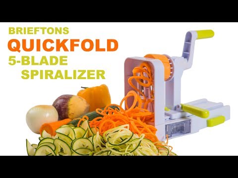 Brieftons QuickFold 5-Blade Spiralizer: Versatile & Compact Foldable  Vegetable Spiral Slicer, Best Veggie Pasta Spaghetti Maker for Low