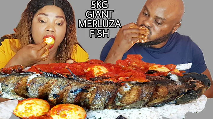 AFRICAN WAY OF EATING 5KG OF GIANT MERLUZA FISH  CHALLNGE  | WHITE RICE AND STEW