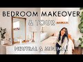 BEDROOM MAKEOVER & TOUR | Neutral, Boho, Scandi, Minimal apartment bedroom transformation