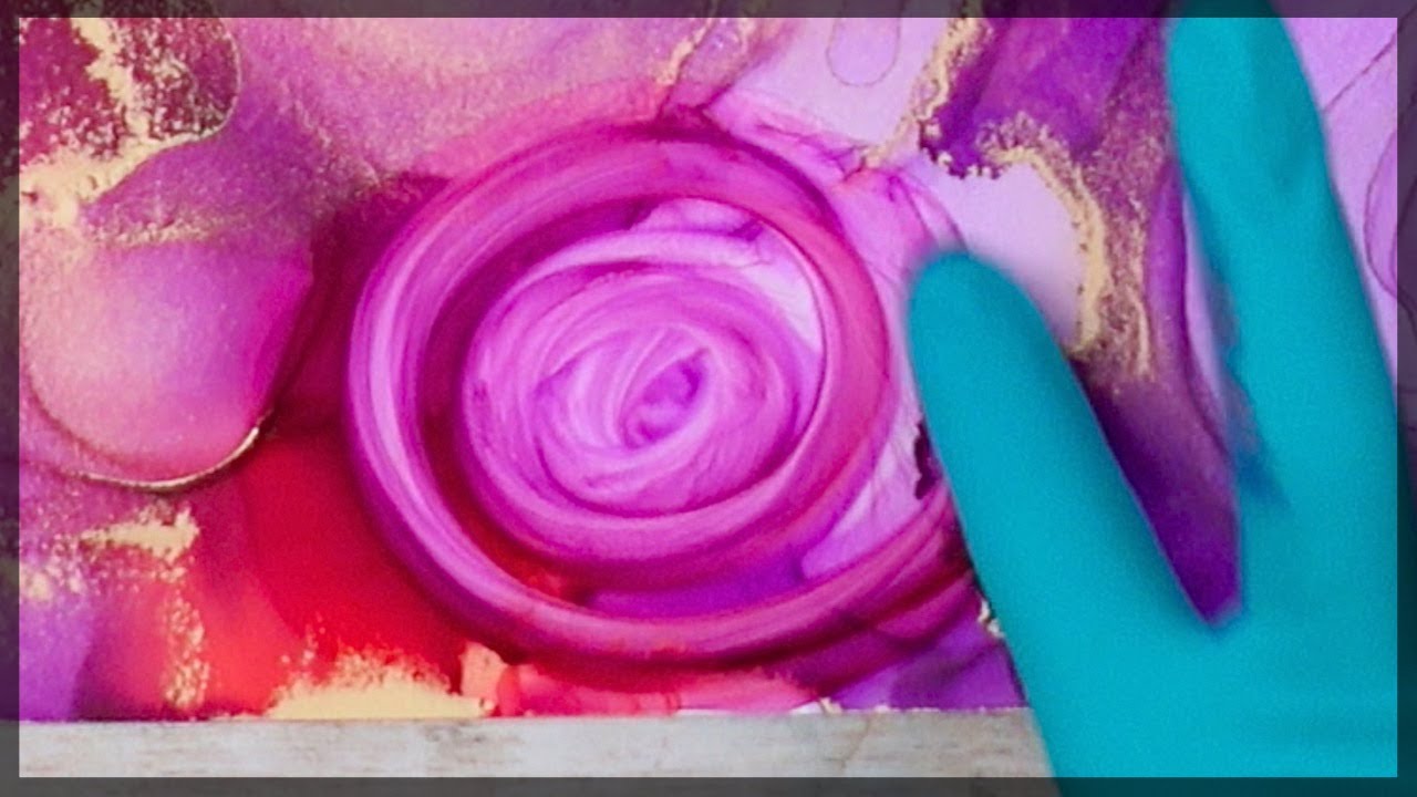 Painting Gorgeous Alcohol Ink Flowers – Pink & Purple Roses with Gold ...